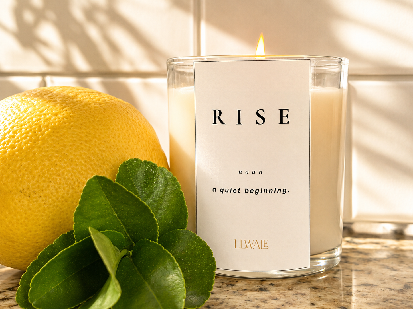 LLWALE Rise candle lifestyle scene variant